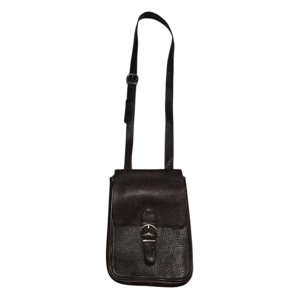 Eddie Bauer Brown Pebbled Leather Crossbody Bag Flap Magnetic Buckle Small Purse